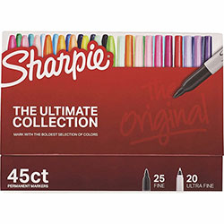 Sharpie® Permanent Markers Ultimate Collection, Assorted Tip Sizes/Assorted Tip Types, Assorted Colors, 45/Pack
