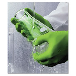 Showa 7705PFT Disposable Nitrile Gloves, Powder Free, 4 mil, Large, Fluorescent Green