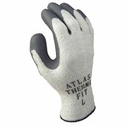 Showa Atlas Therma-Fit 451 Latex Coated Gloves, Large, Gray/Light Gray