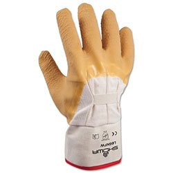 Showa Original Nitty Gritty Palm-Coated Rubber Gloves, Large, White/Yellow