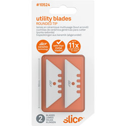 slice® Ceramic Blade, Rounded Tip, 3/100 inx2-2/5 inx3/4 in, 2/PK, White