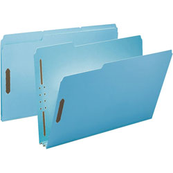 Smead 1/3 Tab Cut Legal Recycled Fastener Folder, 9 1/2 in x 14 5/8 in, 250 Sheet Capacity, Blue, 25 / Box
