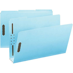 Smead 1/3 Tab Cut Legal Recycled Fastener Folder, 9 1/2 in x 14 5/8 in, 350 Sheet Capacity, Blue, 25 / Box