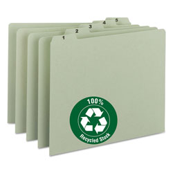 Smead 100% Recycled Daily Top Tab File Guide Set, 1/5-Cut Top Tab, 1 to 31, 8.5 x 11, Green, 31/Set (SMD50369)