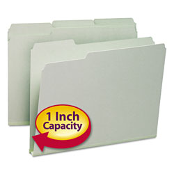 Smead Expanding Recycled Heavy Pressboard Folders, 1/3-Cut Tabs, 1" Expansion, Letter Size, Gray-Green, 25/Box (SMD13230)