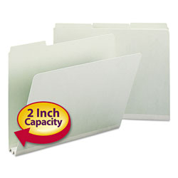 Smead Expanding Recycled Heavy Pressboard Folders, 1/3-Cut Tabs, 2" Expansion, Letter Size, Gray-Green, 25/Box (SMD13234)