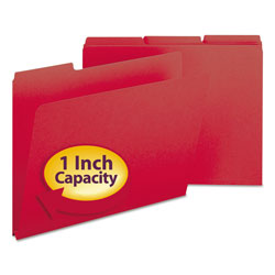 Smead Expanding Recycled Heavy Pressboard Folders, 1/3-Cut Tabs, 1" Expansion, Letter Size, Bright Red, 25/Box (SMD21538)