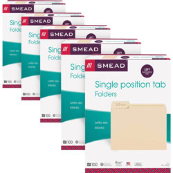 Smead File Folders, 1/3 Left Tab Cut, 1 Ply, Letter, 500/CT, Manilla