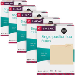 Smead File Folders, 1/3 Right Tab Cut, 1 Ply, Letter, 500/CT, Manilla