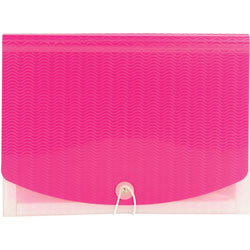 Smead File, Expanding, 12 Pockets, 9-1/2 inWx13 inLx1 inH, Pink/Clear