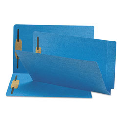 Smead Heavyweight Colored End Tab Folders with Two Fasteners, Straight Tab, Legal Size, Blue, 50/Box