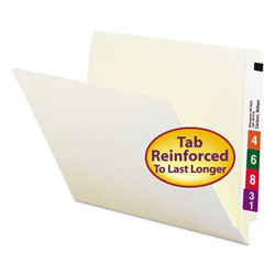 Smead Heavyweight Manila End Tab Folders, 9 in Front, Straight Tab, Letter Size, 100/Box
