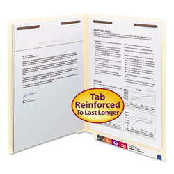 Smead Manila End Tab 2-Fastener Folders with Reinforced Tabs, 0.75 in Expansion, Straight Tab, Letter Size, 11 pt. Manila, 50/Box