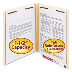 Smead Manila End Tab 2-Fastener Folders with Reinforced Tabs, 1.5 in Expansion, Straight Tab, Letter Size, 14 pt. Manila, 50/Box