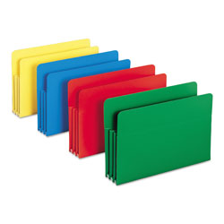 Smead Poly Drop Front File Pockets, 3.5 in Expansion, 4 Sections, Legal Size, Assorted, 4/Box