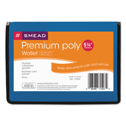 Smead Poly Premium Wallets, 5.25 in Expansion, 1 Section, Letter Size, Navy Blue