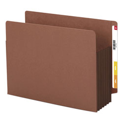 Smead Redrope Drop-Front End Tab File Pockets w/ Fully Lined Colored Gussets, 5.25 in Exp, Letter Size, Redrope/Dark Brown, 10/Box