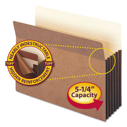 Smead Redrope TUFF Pocket Drop-Front File Pockets w/ Fully Lined Gussets, 5.25 in Expansion, Letter Size, Redrope, 10/Box