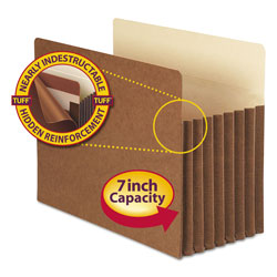 Smead Redrope TUFF Pocket Drop-Front File Pockets w/ Fully Lined Gussets, 7 in Expansion, Letter Size, Redrope, 5/Box