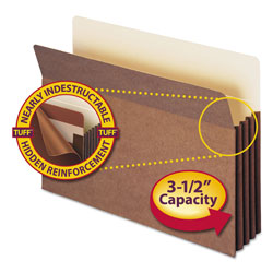 Smead Redrope TUFF Pocket Drop-Front File Pockets w/ Fully Lined Gussets, 3.5 in Expansion, Legal Size, Redrope, 10/Box