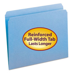Smead Reinforced Top Tab Colored File Folders, Straight Tab, Letter Size, Blue, 100/Box (SMD12010)