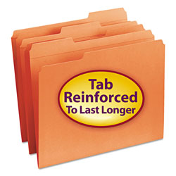 Smead Reinforced Top Tab Colored File Folders, 1/3-Cut Tabs, Letter Size, Orange, 100/Box (SMD12534)