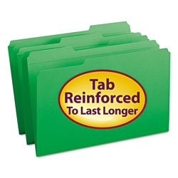 Smead Reinforced Top Tab Colored File Folders, 1/3-Cut Tabs, Legal Size, Green, 100/Box (SMD17134)