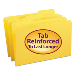 Smead Reinforced Top Tab Colored File Folders, 1/3-Cut Tabs, Legal Size, Yellow, 100/Box (SMD17934)