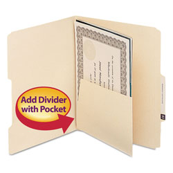 Smead Self-Adhesive Folder Dividers for Top/End Tab Folders w/ 5 1/2 in Pockets, Letter Size, Manila, 25/Pack