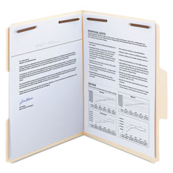 Smead SuperTab Reinforced Guide Height 2-Fastener Folders, 1/3-Cut Tabs, Letter Size, 14 pt. Manila, 50/Box
