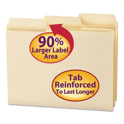 Smead SuperTab Reinforced Guide Height Top Tab Folders, 1/3-Cut Tabs, Letter Size, 11 pt. Manila, 100/Box