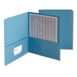 Smead Two-Pocket Folder, Embossed Leather Grain Paper, Blue, 25/Box