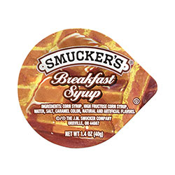 Smucker's Breakfast Syrup Single Serve Packs, 1.4 oz Mini-Tub, 100/Box