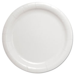 Solo Bare Eco-Forward Clay-Coated Paper Dinnerware, Plate, 9 in Diameter, White