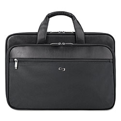 Solo Classic Smart Strap Briefcase, 16 in, 17 1/2 in x 5 1/2 in x 12 in, Black