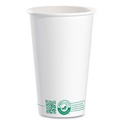 Solo Compostable Paper Hot Cups, ProPlanet Seal, 16 oz, White/Green, 1,000/Carton