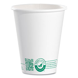 Solo Compostable Paper Hot Cups, ProPlanet Seal, 8 oz, White/Green, 1,000/Carton