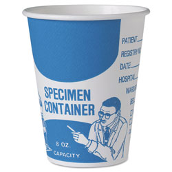 Solo Paper Specimen Cups, 8 oz, Blue/White, 20/Carton