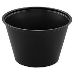 Solo Polystyrene Portion Cups, 4oz, Black, 250/Bag, 10 Bags/Carton (DCCP400BLK)
