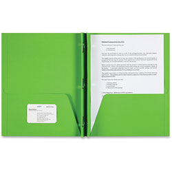 Sparco 2-Pocket Folder, 3 Prong, 25/BX, Apple Green