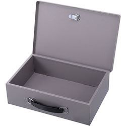 Sparco Gray Steel Security Chest with 2 Keys, 12 3/4" x 8 1/4" x 3 3/4"
