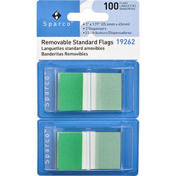 Sparco Pop-up Removable Standard Flags, 1", 100/PK, Green