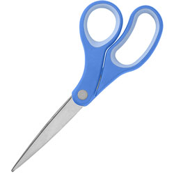 Sparco Scissors, Bent, 8 in, Rubber Handle, Blue