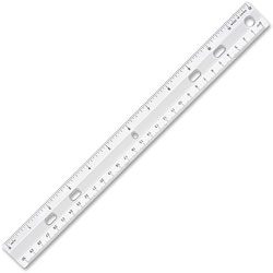Sparco Standard Metric Ruler, 12" Long, Holes for Binders, Clear
