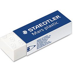 Staedtler Mars Eraser, For Pencil/Ink Marks, Rectangular Block, Large, White, 20/Box