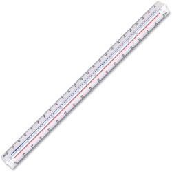 Staedtler Triangular Scale Plastic Engineers Ruler, 12 in Long, White with Colored Grooves