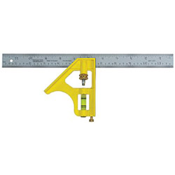 Stanley Bostitch Combination Square, Steel, 12 in, Yellow/Chrome
