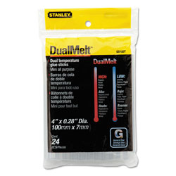 Stanley Bostitch Dual Temperature Mini Glue Sticks, 0.28" x 4", Dries Clear, 24/Pack (BOSGS10DT)