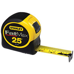 Stanley Bostitch FatMax® Classic Tape Measure, 1-1/4 in W x 25 ft L, SAE, Black/Yellow Case