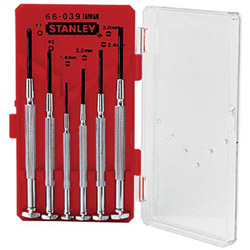 Stanley Bostitch 6 Pc Jewelers Screwdriver Set, Phillips, Slotted, 1.4 mm to 3.0 mm